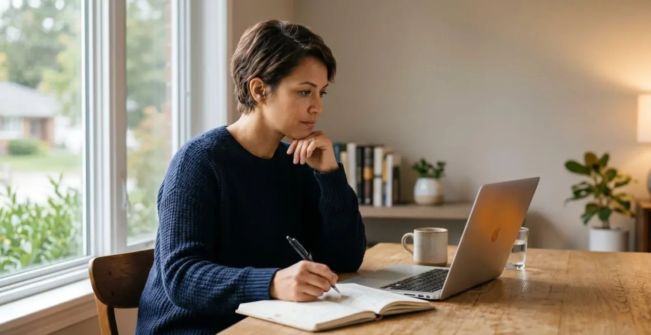 Professionnel adulte suivant une formation diplômante à distance sur ordinateur portable