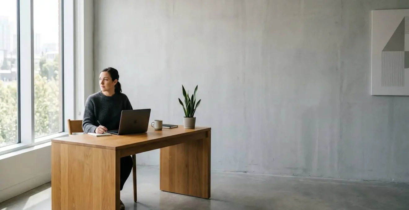 Professionnel concentré sur un ordinateur portable dans un espace de travail moderne, symbolisant la formation à distance