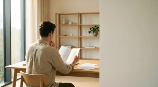 Professionnel analysant des opportunités de formation et de carrière dans un environnement moderne