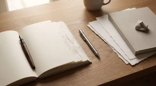 Évolution progressive d'une écriture manuscrite vers une typographie professionnelle, métaphore visuelle de la maîtrise de l'écrit